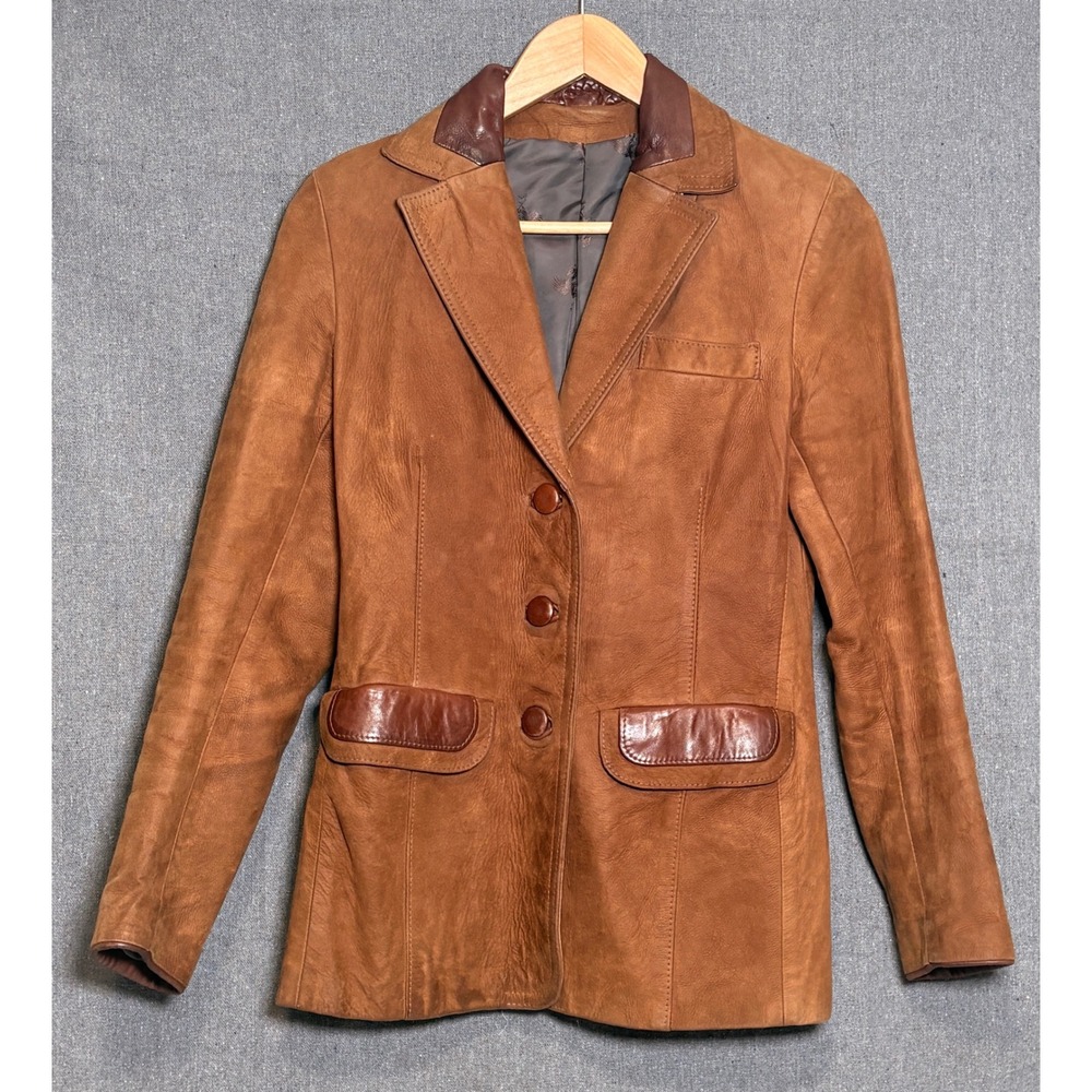 G.L Bowron Co. Hide Shop Vintage Brown Suedalamb Leather Blazer Jacket Size 34
